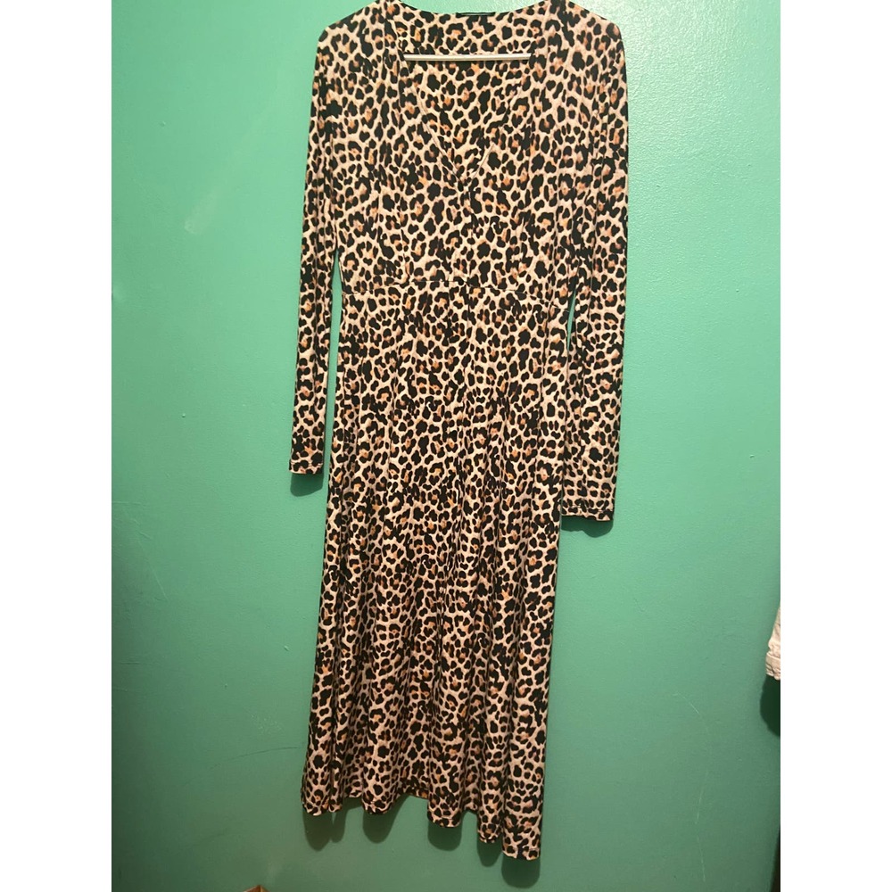 Animal print long sleeved jersey maxi dress